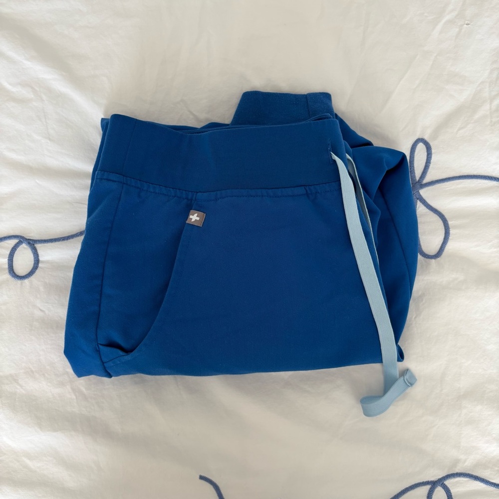 Figs Women's Jogger Pant - Royal Blue with Light Blue Drawstring